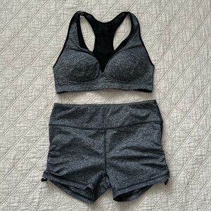 Victoria’s Secret Sport VSX PINK Heather Gray sport bra/spandex short set